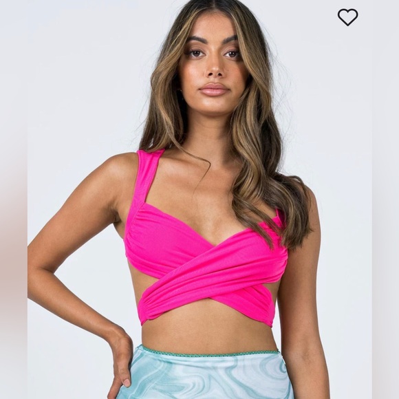 Princess Polly Hot Pink Wrap Top - Picture 2 of 4